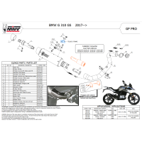 MIVV-Komplettanlage 1x1 - GPpro - Edelstahl Schwarz für BMW - G 310 GS BJ. 2017 > 2024 - B.035.LXBP