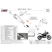 MIVV-Komplettanlage 1x1 - DELTA RACE - Edelstahl für BMW - G 310 GS BJ. 2017 > 2024 - B.035.LDRX