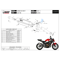 MIVV-SLIP-ON - SUONO - Edelstahl Schwarz für HONDA - CB 500 F BJ. 2019 > 2024 - H.075.L9