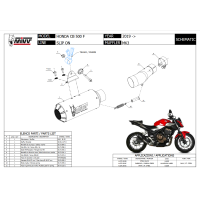 MIVV-SLIP-ON - MK3 - Edelstahl Schwarz für HONDA - CB 500 F BJ. 2019 > 2024 - H.075.SM3B