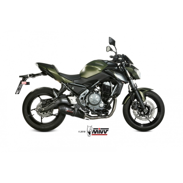 MIVV-Komplettanlage 2x1 - OVAL - Carbon mit Carbon Endkappe für KAWASAKI - NINJA 650 BJ. 2017 > 2023 - K.044.L3C