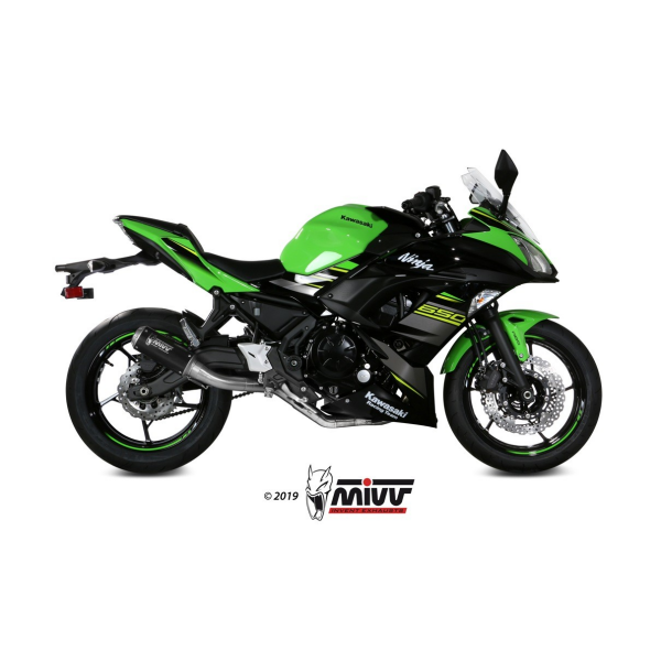 MIVV-Komplettanlage 2x1 - MK3 - Edelstahl Schwarz für KAWASAKI - NINJA 650 BJ. 2017 > 2023 - K.044.SM3B