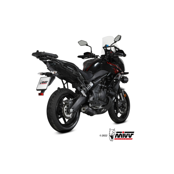 MIVV-Komplettanlage 2x1 - OVAL - Edelstahl Schwarz mit Carbon Endkappe für KAWASAKI - Versys 650 BJ. 2021 > 2023 - K.055.LZC