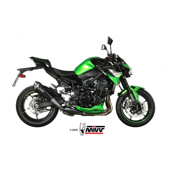 MIVV-SLIP-ON - DELTA RACE - Edelstahl Schwarz für KAWASAKI - Z900 BJ. 2020 > 2024 - K.052.LDRB