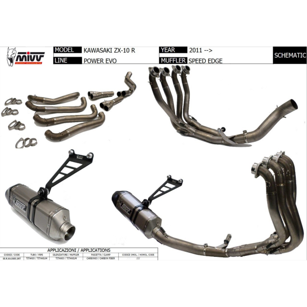 MIVV-Komplettanlage 4x2x1 - SPEED EDGE - Voll-Titan für KAWASAKI - ZX-10 R BJ. 2011 > 2015 - R.KA.0005.SRT