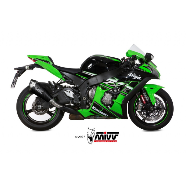 MIVV-SLIP-ON - DELTA RACE - Carbon für KAWASAKI - ZX-10 R / RR / SE BJ. 2016 > 2024 - K.042.LDRC