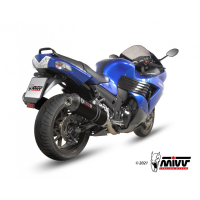 MIVV-2 SLIP-ON - OVAL - Edelstahl Schwarz mit Carbon Endkappe für KAWASAKI - ZZR 1400 BJ. 2006 > 2007 - K.023.LVC