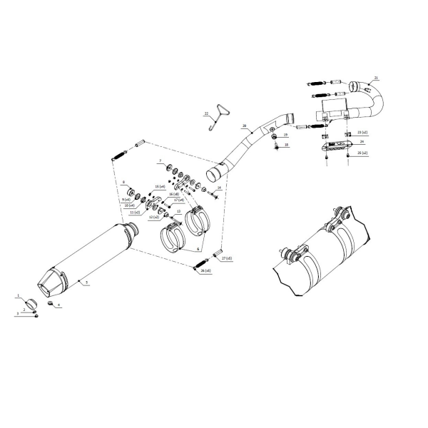 MIVV-Komplettanlage 1x1 - OVAL - Edelstahl für KTM - SX-F 350 BJ. 2011 > 2012 - M.KT.027.SXC.F