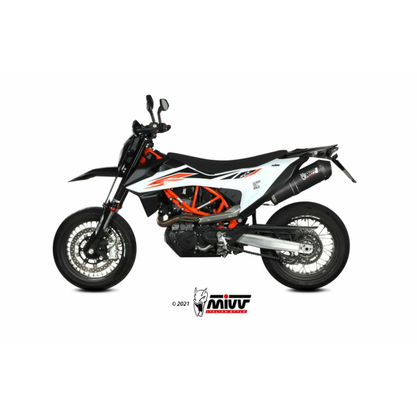 MIVV Auspuff - SLIP-ON - OVAL - Edelstahl-Schwarz mit Carbon Endkappe für KTM 690 ENDURO R - KT.023.LVC