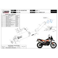 MIVV-SLIP-ON - OVAL - Carbon mit Carbon Endkappe für KTM - 890 SMT BJ. 2023 > 2024 - KT.021.LEC