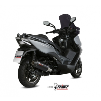 MIVV-SLIP-ON - OVAL - Edelstahl Schwarz mit Carbon Endkappe für KYMCO - XCITING 400i BJ. 2013 > 2018 - O.010.LVC