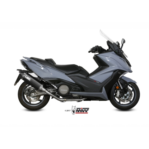 MIVV-Komplettanlage 2x1 - SPEED EDGE - Edelstahl Schwarz für KYMCO - AK550 BJ. 2017 > 2020 - O.009.LRB