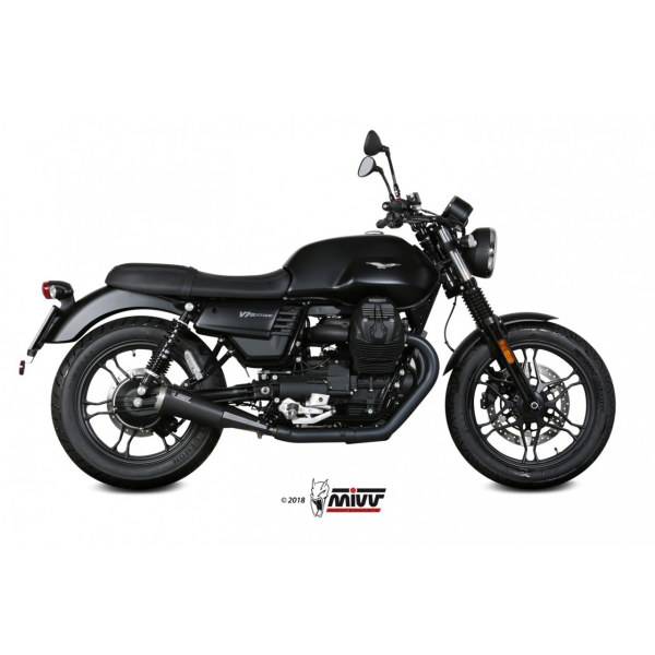 MIVV-2 SLIP-ON - GHIBLI - Edelstahl Schwarz für MOTO GUZZI - V7 III BJ. 2017 > 2020 - M.012.LGB