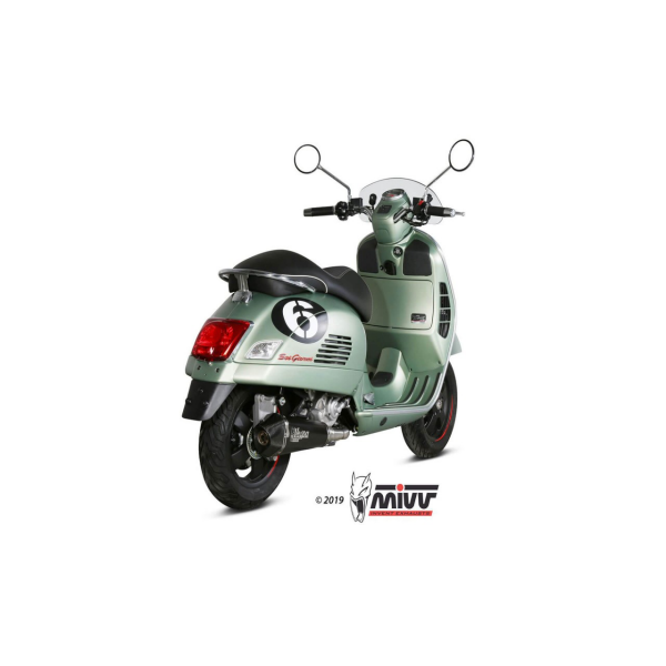 MIVV-Komplettanlage 1x1 - DELTA RACE - Edelstahl Schwarz für PIAGGIO - VESPA GTS 300 BJ. 2008 > 2020 - P.008.LDRB