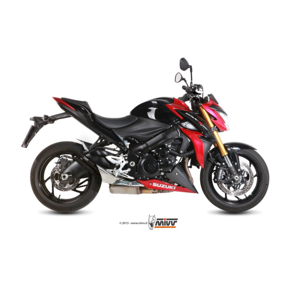 MIVV-SLIP-ON - DOUBLE GUN - Edelstahl Schwarz für SUZUKI - GSX-S 1000 / 1000 F BJ. 2015 > 2020 - S.044.LDGB