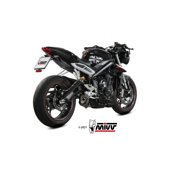 MIVV-SLIP-ON - DELTA RACE - Edelstahl Schwarz für TRIUMPH - STREET TRIPLE 660 S BJ. 2017 > 2022 - T.019.LDRB