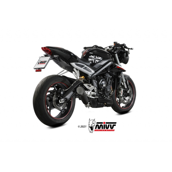 MIVV-SLIP-ON - X-M5 - Edelstahl Schwarz für TRIUMPH - STREET TRIPLE 660 S BJ. 2017 > 2022 - T.019.SC5B