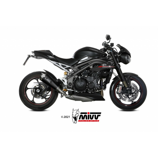 MIVV Auspuff - SLIP-ON - DELTA RACE - Edelstahl-Schwarz für TRIUMPH SPEED TRIPLE 1050 R / S / RS - T.021.LDRC