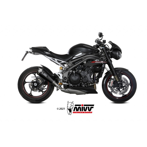 MIVV-SLIP-ON - DELTA RACE - Edelstahl Schwarz für TRIUMPH - SPEED TRIPLE 1050 R / S / RS BJ. 2018 > 2020 - T.021.LDRC