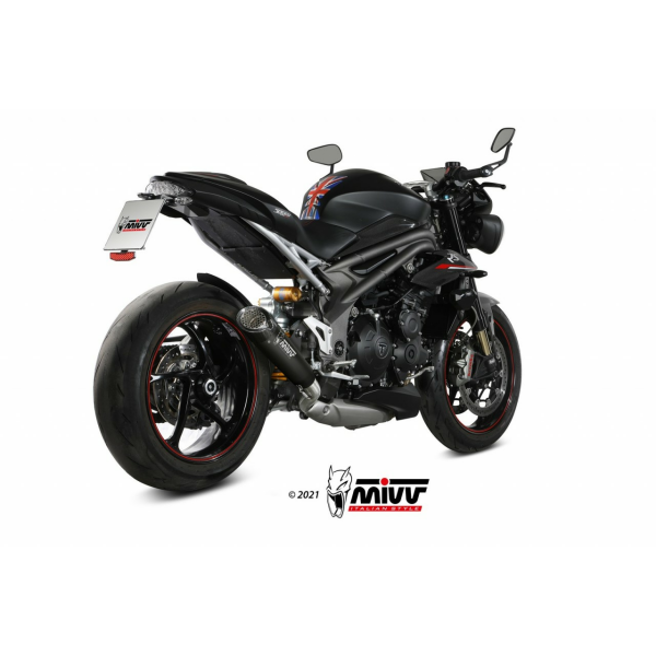 MIVV Auspuff - SLIP-ON - X-M5 - Edelstahl-Schwarz für TRIUMPH SPEED TRIPLE 1050 R / S / RS - T.021.SC5B