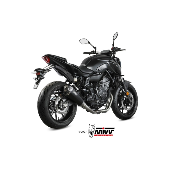 MIVV-Komplettanlage 2x1 - DELTA RACE - Edelstahl Schwarz für YAMAHA - MT-07 / FZ-07 BJ. 2014 > 2024 - Y.045.LDRB