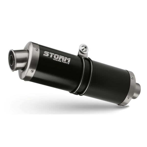 STORM by MIVV- FULL SYSTEM 2x1 OVAL Edelstahl Schwarz für SUZUKI V-STROM 650 Bj. 2007 > 2011