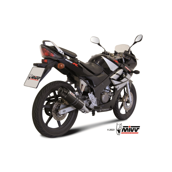 MIVV-Komplettanlage 1x1 - GP - Edelstahl Schwarz mit Carbon Endkappe für HONDA - CBR 125 R BJ. 2004 > 2010 - H.043.LXBC