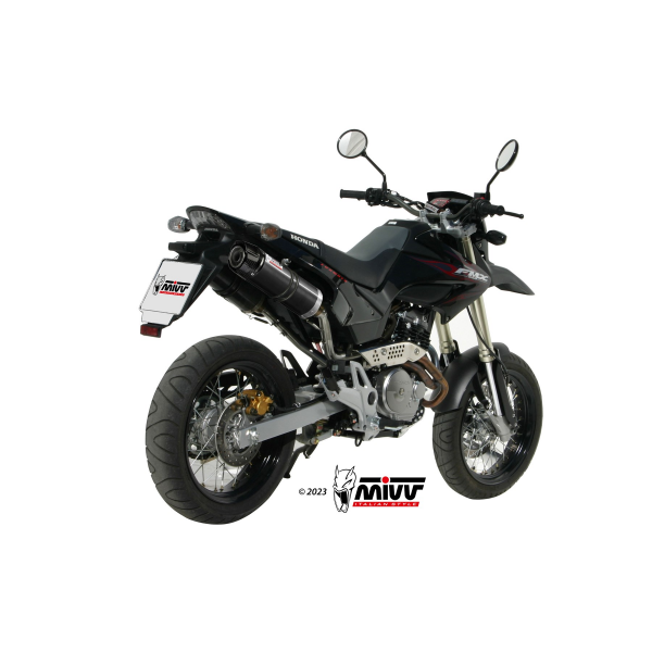 MIVV-2 SLIP-ON - GP - Edelstahl Schwarz mit Carbon Endkappe für HONDA - FMX 650 BJ. 2005 > 2006 - H.034.LXBC