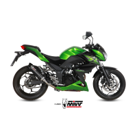 MIVV-SLIP-ON - GP - Edelstahl Schwarz mit Carbon Endkappe für KAWASAKI - NINJA 300 BJ. 2013 > 2016 - K.038.LXBC