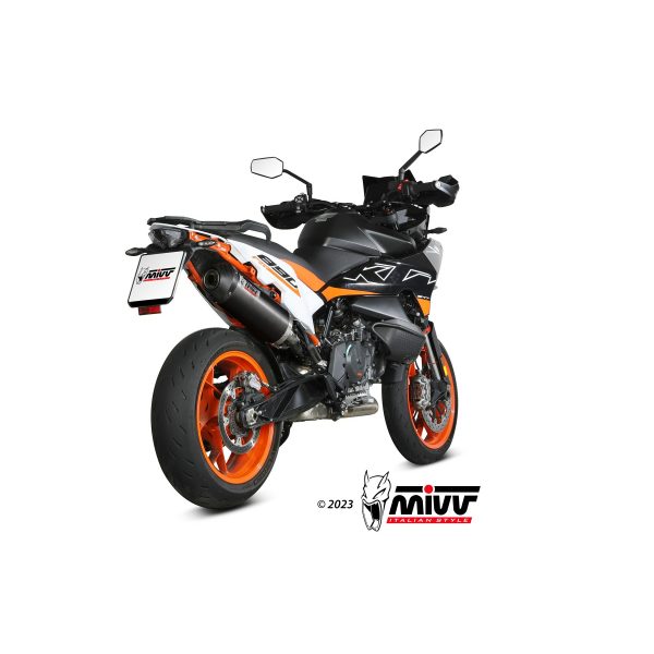 MIVV Auspuff - SLIP-ON - OVAL - Edelstahl-Schwarz mit Carbon Endkappe für KTM 890 SMT - KT.021.LVC