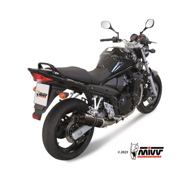 MIVV-SLIP-ON - GP - Edelstahl Schwarz mit Carbon Endkappe für SUZUKI - GSF 650 BANDIT BJ. 2005 > 2006 - S.017.LXBC