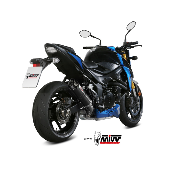 MIVV-SLIP-ON - GP - Edelstahl Schwarz mit Carbon Endkappe für SUZUKI - GSX-S 750 BJ. 2017 > 2020 - S.048.LXBC