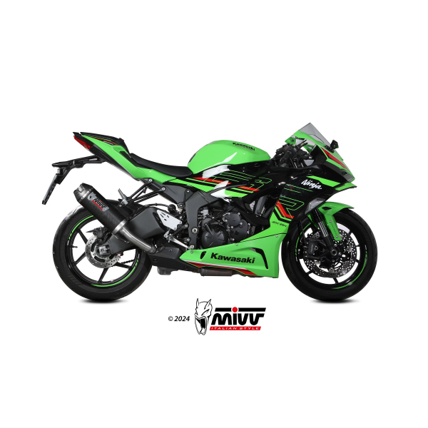 MIVV-SLIP-ON - AK-1 - Carbon mit Carbon Endkappe für KAWASAKI - NINJA ZX-6 R BJ. 2021 > 2024 - K.050.L3K