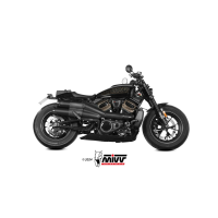 MIVV-2 SLIP-ON - HR-1 - Edelstahl Schwarz mit Carbon Endkappe für HARLEY DAVIDSON - SPORTSTER S BJ. 2021 > 2024 - HD.004.LH1BC