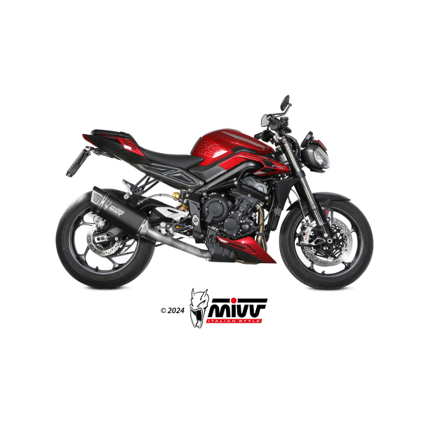 MIVV-Komplettanlage 3x1 - SR-1 - Titan Schwarz für TRIUMPH - STREET TRIPLE 765 R / RS BJ. 2023 > 2024 - T.026.LR1TB